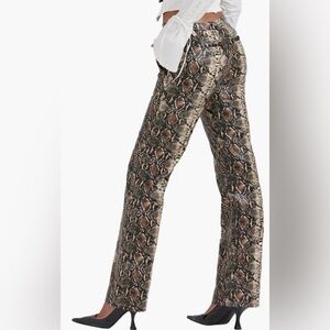 Women's House of CB Sernia Lace-Up Faux Leather Snake Print Pants